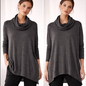 NWT Urban Zen By Donna Karen Size S/M Grey Easy Cowl Neck Sweater Cashmere Silk